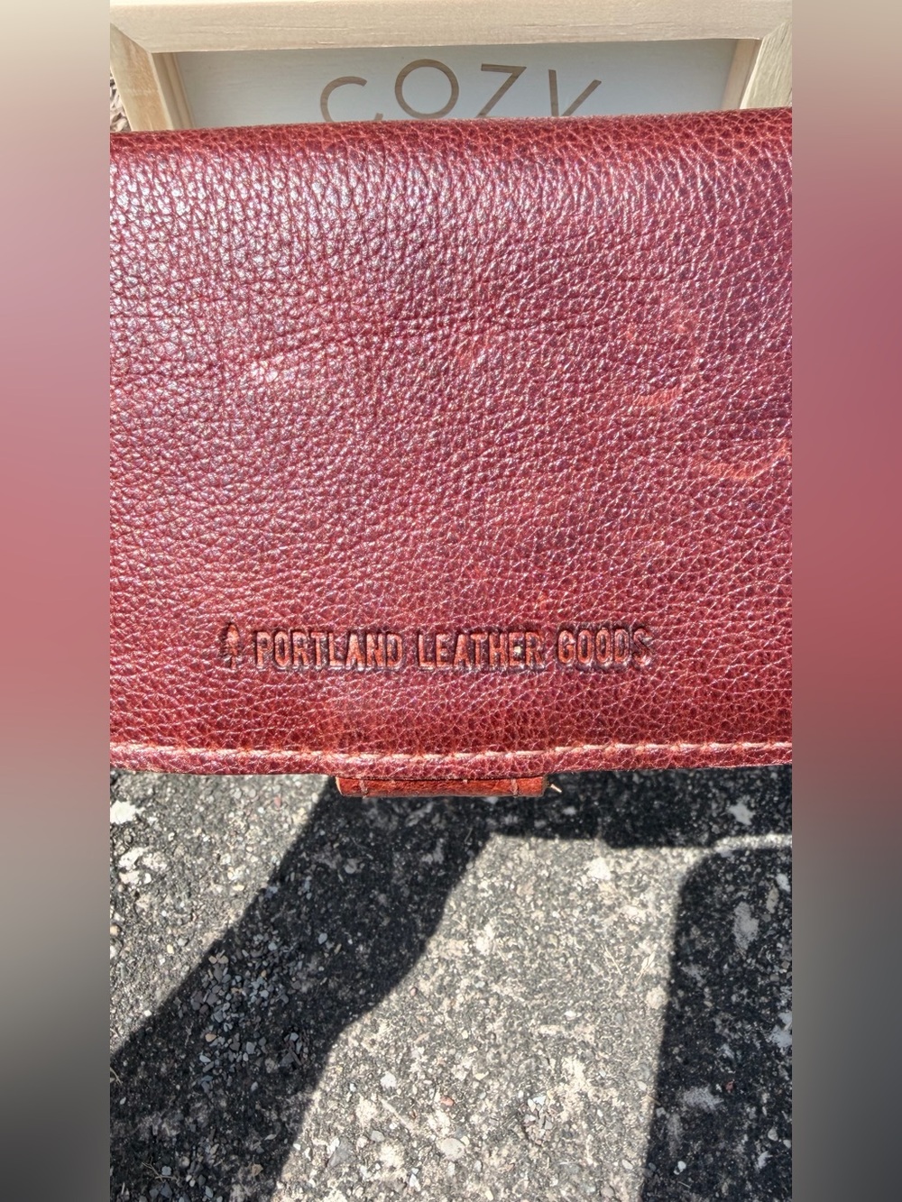 Portland Leather Goods Burgundy Pebbled Leather Wallet. Brand new